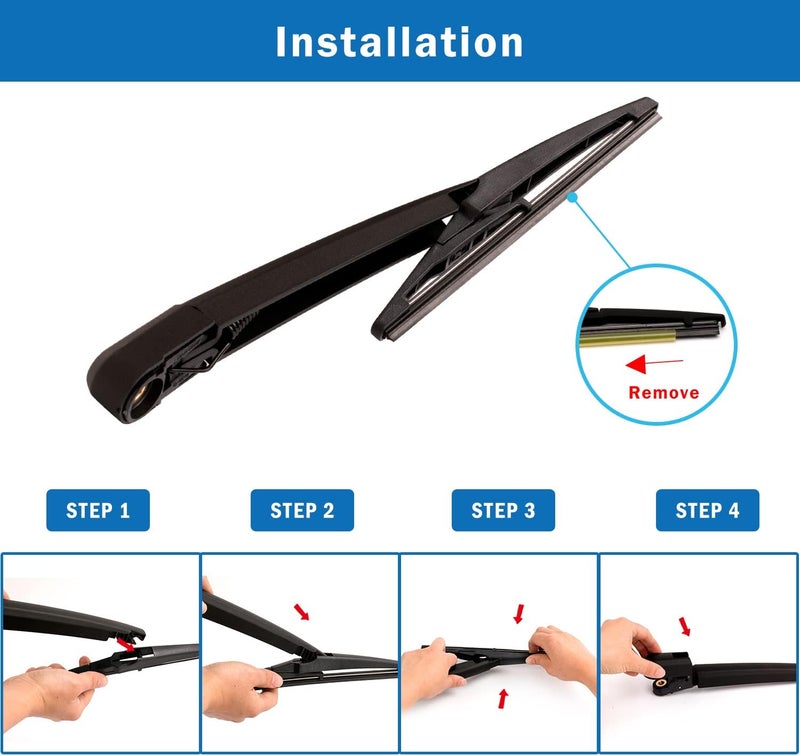 WTI Rear Wiper Arm Blade Set Compatible With Chevrolet Cruze 2017-2019 / Compatible With Buick Regal 2018-2020 Rear Windshield Window Wiper Kits Assembly New Replacement Accessories Parts - Image 5